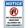 thumbnail image 1 of Vinyl Stickers - Concealed Weapons Not Allowed Sign 3 - Safety and Warning Warehouse Signs Stickers - 18" x 24" - 10 Pack, 1 of 5