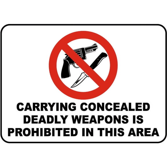 Vinyl Stickers - Concealed Weapons Prohibited Sign P6 - Safety and Warning Warehouse Signs Stickers - 3.5" x 5" - 3 Pack