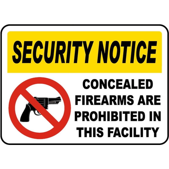 Vinyl Stickers - Concealed Weapons Prohibited Sign P7 - Safety and Warning Warehouse Signs Stickers - 10" x 7" - 10 Pack