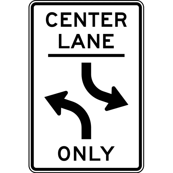 Vinyl Stickers - Concurrent (Center) Left Turn Lane (Ground) - Safety and Warning Warehouse Signs Stickers - 3.5" x 5" - 3 Pack