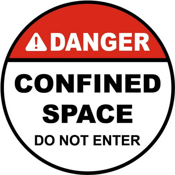 Vinyl Stickers - Confined Space Do Not Enter Floor Sign - Safety and Warning Warehouse Signs Stickers - 3.5" x 5" - 6 Pack