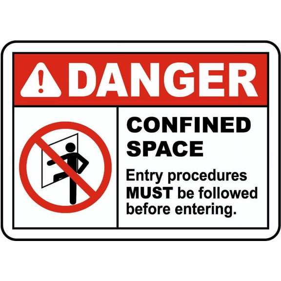 Vinyl Stickers - Confined Space Entry Procedures Must Be Followed Sign - Safety and Warning Warehouse Signs Stickers - 10" x 7" - 10 Pack