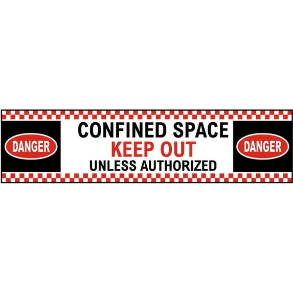 Vinyl Stickers - Confined Space Keep Out Floor Sign - Safety and Warning Warehouse Signs Stickers - 18" x 24" - 10 Pack