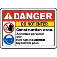 thumbnail image 1 of Vinyl Stickers - Construction Area Do Not Enter Sign 3 - Safety and Warning Warehouse Signs Stickers - 3.5" x 5" - 6 Pack, 1 of 5
