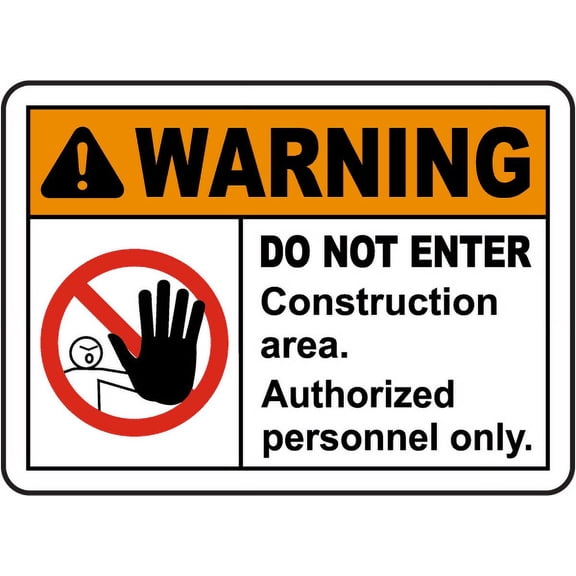 Vinyl Stickers - Construction Area Do Not Enter Sign 6 - Safety and Warning Warehouse Signs Stickers - 3.5" x 5" - 3 Pack