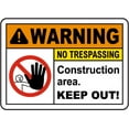 thumbnail image 1 of Vinyl Stickers - Construction Area Keep Out Sign 2 - Safety and Warning Warehouse Signs Stickers - 18" x 24" - 6 Pack, 1 of 5