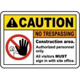 thumbnail image 1 of Vinyl Stickers - Construction Area No Trespassing Sign 3 - Safety and Warning Warehouse Signs Stickers - 3.5" x 5" - 6 Pack, 1 of 5