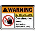 thumbnail image 1 of Vinyl Stickers - Construction Area No Trespassing Sign 8 - Safety and Warning Warehouse Signs Stickers - 3.5" x 5" - 3 Pack, 1 of 5