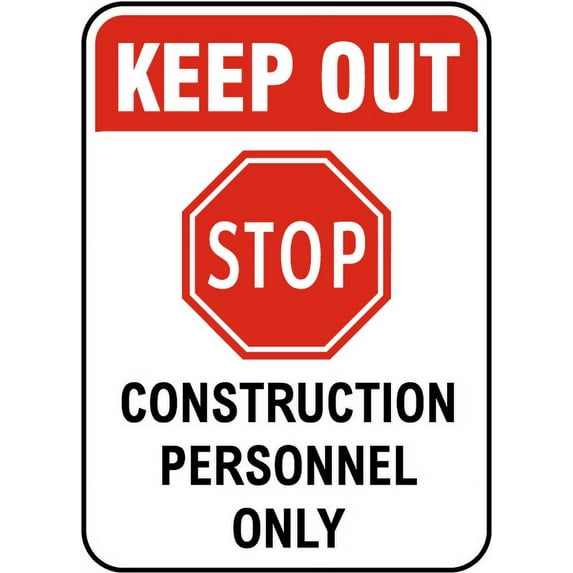 Vinyl Stickers - Construction Personnel Only Sign Q5 - Safety and Warning Warehouse Signs Stickers - 10" x 7" - 10 Pack