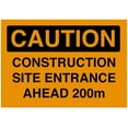 thumbnail image 1 of Vinyl Stickers - Construction Site Entrance Ahead 200M Sign - Safety and Warning Warehouse Signs Stickers - 18" x 24" - 6 Pack, 1 of 5