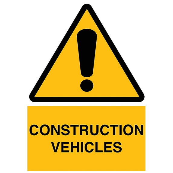Vinyl Stickers - Construction Vehicles Sign - Safety and Warning Warehouse Signs Stickers - 24" x 30" - 10 Pack