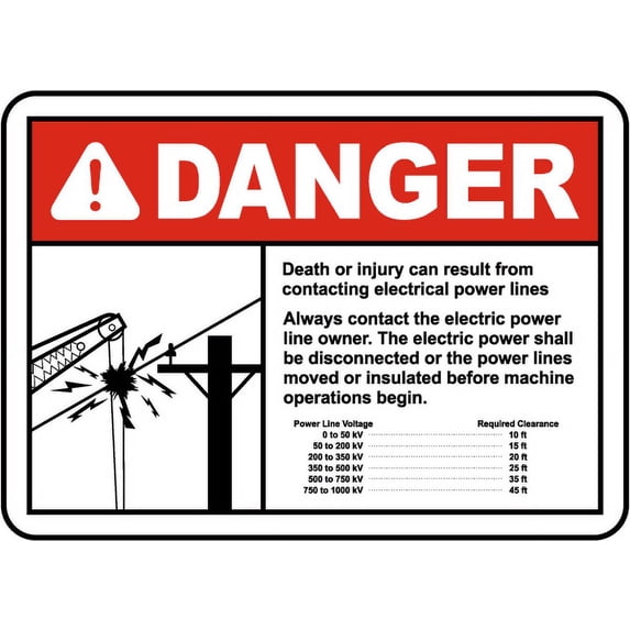 Vinyl Stickers - Contact Power Line Owner Sign - Safety and Warning Warehouse Signs Stickers - 13" x 9" - 10 Pack