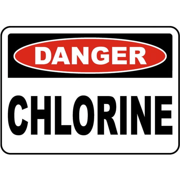 Vinyl Stickers - Danger Chlorine Sign - Safety and Warning Warehouse Signs Stickers - 24" x 30" - 3 Pack