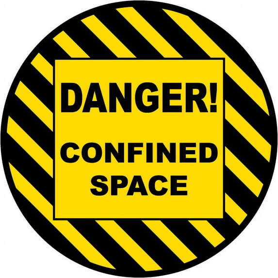 Vinyl Stickers - Danger Confined Space Floor Sign - Safety and Warning Warehouse Signs Stickers - 13" x 9" - 6 Pack