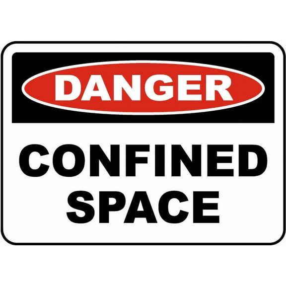 Vinyl Stickers - Danger Confined Space Sign U3 - Safety and Warning Warehouse Signs Stickers - 10" x 7" - 10 Pack