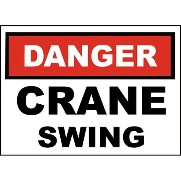 Vinyl Stickers - Danger Crane Swing Sign - Safety and Warning Warehouse Signs Stickers - 18" x 24" - 3 Pack