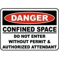 thumbnail image 1 of Vinyl Stickers - Danger Do Not Enter Without Permit Sign - Safety and Warning Warehouse Signs Stickers - 13" x 9" - 6 Pack, 1 of 5