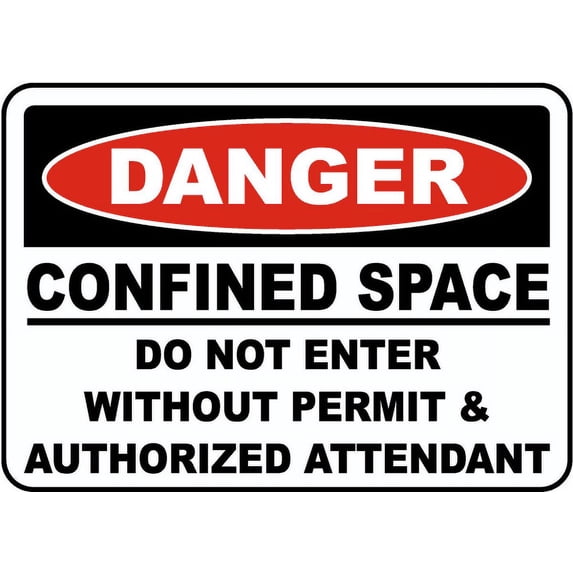 Vinyl Stickers - Danger Do Not Enter Without Permit Sign - Safety and Warning Warehouse Signs Stickers - 18" x 24" - 10 Pack