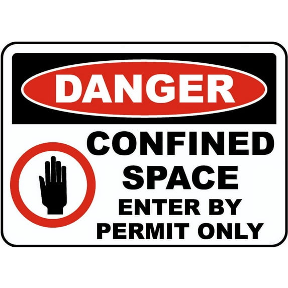 Vinyl Stickers - Danger Enter by Permit Only Sign V2 - Safety and Warning Warehouse Signs Stickers - 18" x 24" - 6 Pack