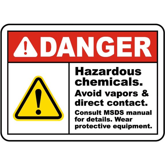 Vinyl Stickers - Danger Hazardous Chemicals Sign 2 - Safety and Warning Warehouse Signs Stickers - 10" x 7" - 3 Pack