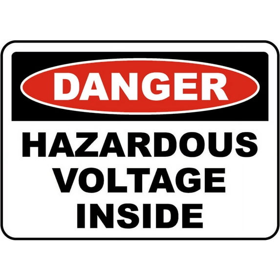 Vinyl Stickers - Danger Hazardous Voltage Inside Sign - Safety and Warning Warehouse Signs Stickers - 10" x 7" - 3 Pack