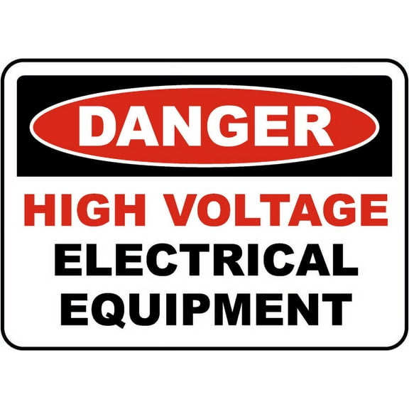 Vinyl Stickers - Danger High Voltage Equipment Sign W8 - Safety and Warning Warehouse Signs Stickers - 13" x 9" - 10 Pack