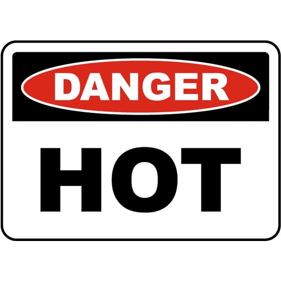 Vinyl Stickers - Danger Hot Sign X4 - Safety and Warning Warehouse Signs Stickers - 10" x 7" - 10 Pack