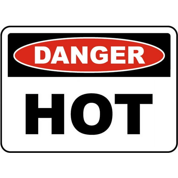 Vinyl Stickers - Danger Hot Sign X4 - Safety and Warning Warehouse Signs Stickers - 3.5" x 5" - 3 Pack