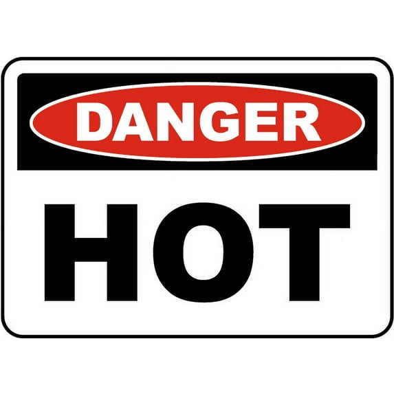 Vinyl Stickers - Danger Hot Sign X5 - Safety and Warning Warehouse Signs Stickers - 18" x 24" - 10 Pack