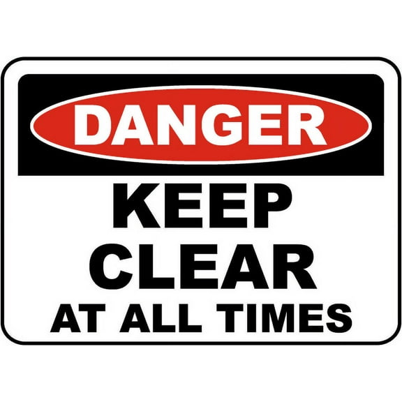 Vinyl Stickers - Danger Keep Clear at All Times Sign - Safety and Warning Warehouse Signs Stickers - 3.5" x 5" - 10 Pack
