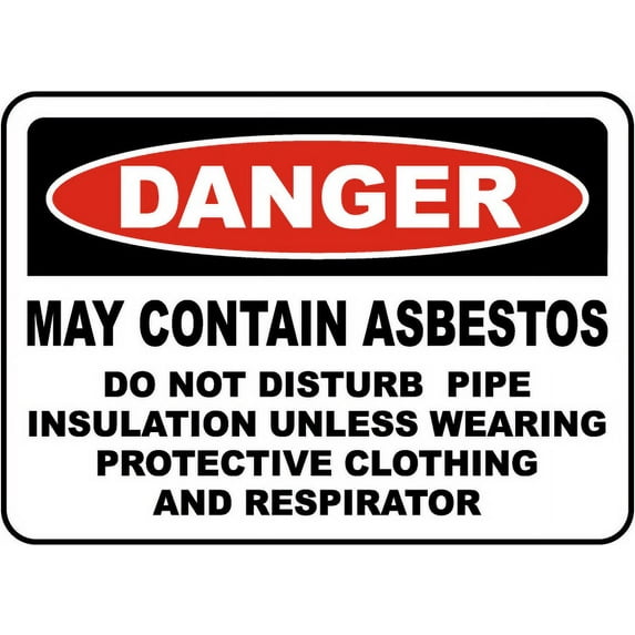 Vinyl Stickers - Danger May Contain Asbestos Sign - Safety and Warning Warehouse Signs Stickers - 24" x 30" - 3 Pack