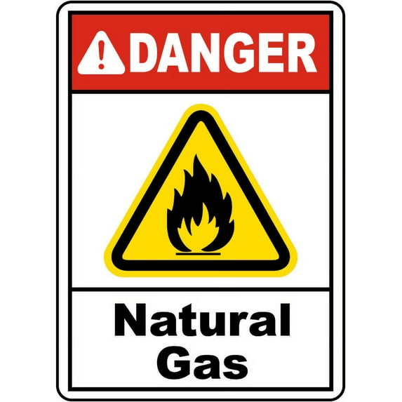 Vinyl Stickers - Danger Natural Gas Sign X9-Safety and Warning Warehouse Signs Stickers - 13" x 9" - 10 Pack
