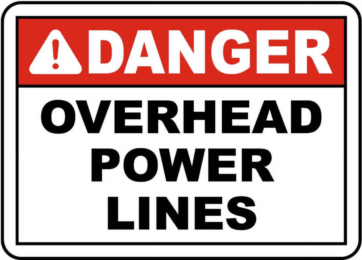 Overhead Line Sticker Vinyl Stickers - Danger Overhead Power Lines Sign Y4 - Safety and ...