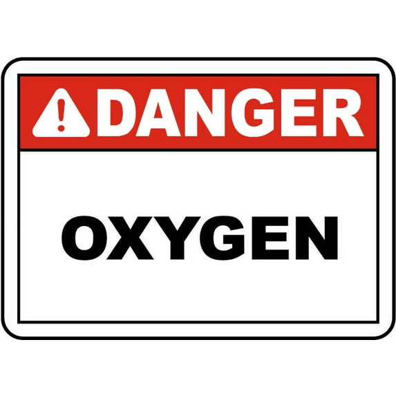 Vinyl Stickers - Danger Oxygen Sign Y6 - Safety and Warning Warehouse Signs Stickers - 24" x 30" - 10 Pack