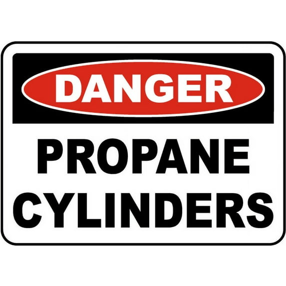Vinyl Stickers - Danger Propane Cylinders Sign - Safety and Warning Warehouse Signs Stickers - 24" x 30" - 6 Pack
