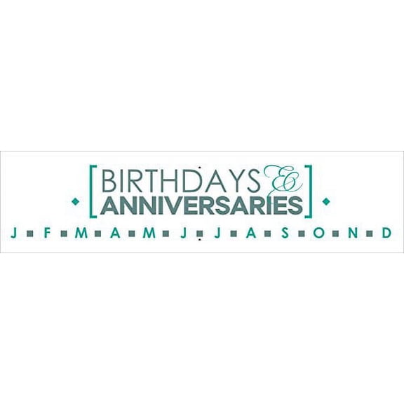 Vinyl Stickers Decals, Birthdays and Anniversarys with Month Letters, Great for Birthday Board Project, 23x4.5 , Teal & Storm Gray
