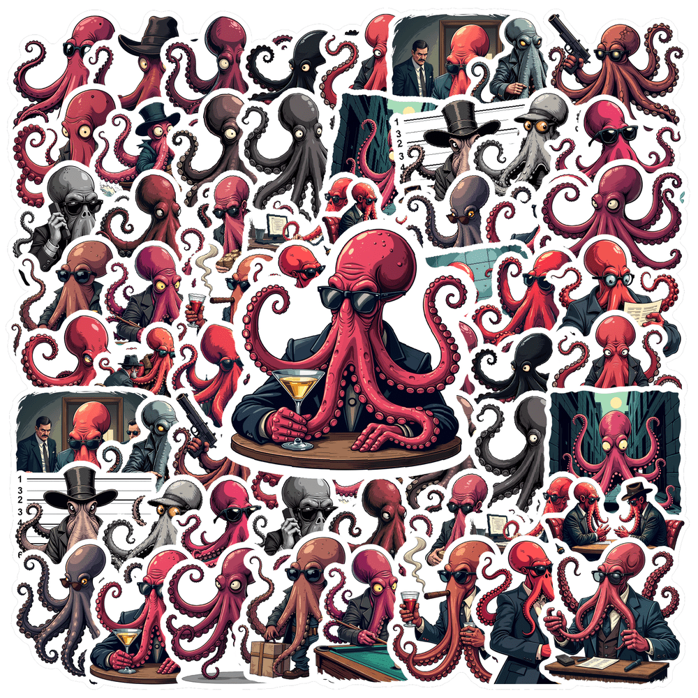 Vinyl Stickers Decorative Octopus Waterproof Stickers Cute Style ...