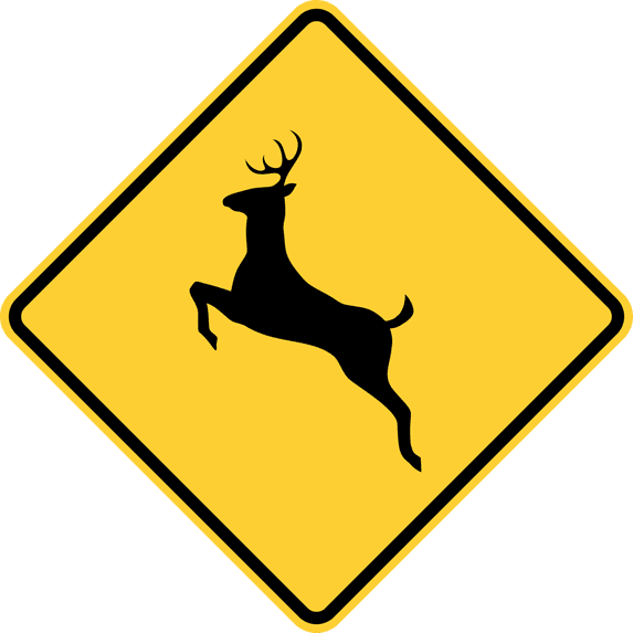 Vinyl Stickers - Deer Crossing - Safety and Warning Warehouse Signs Stickers - 13" x 9" - 3 Pack