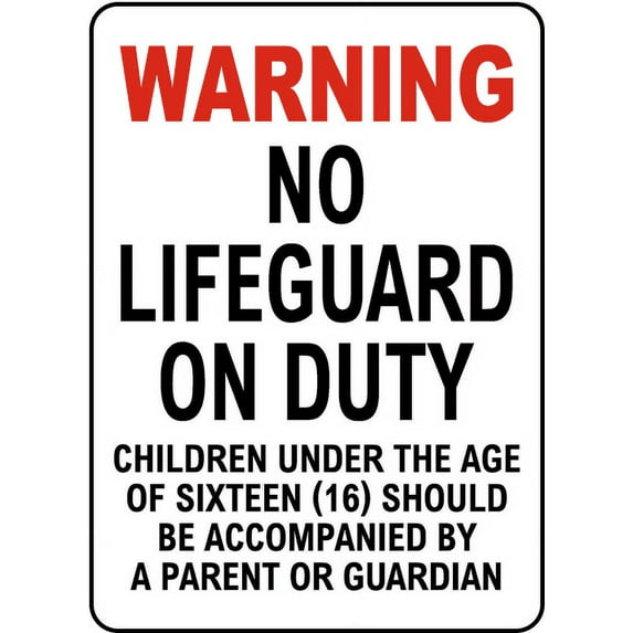 Vinyl Stickers - Delaware No Lifeguard Sign - Safety and Warning Warehouse Signs Stickers - 10" x 7" - 3 Pack