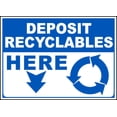 thumbnail image 1 of Vinyl Stickers - Deposit Recyclables Here Sign - Safety and Warning Warehouse Signs Stickers - 10" x 7" - 3 Pack, 1 of 5