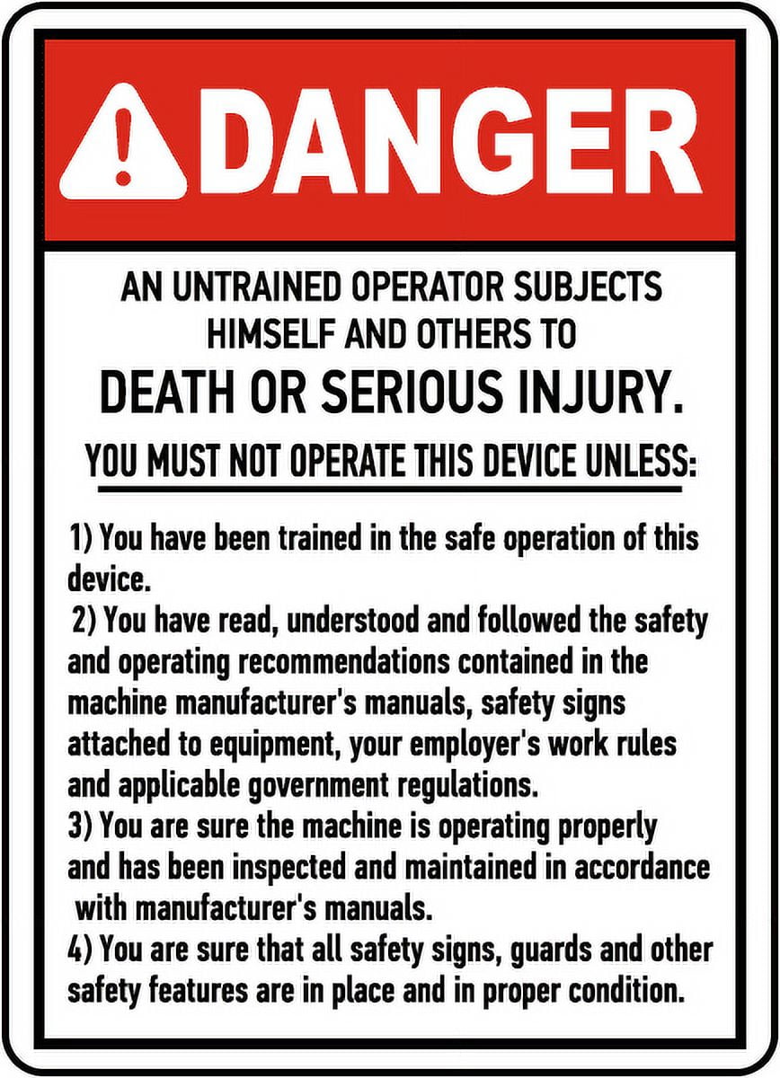 Vinyl Stickers - Device Operation Rules Sign Z5 - Safety and Warning ...