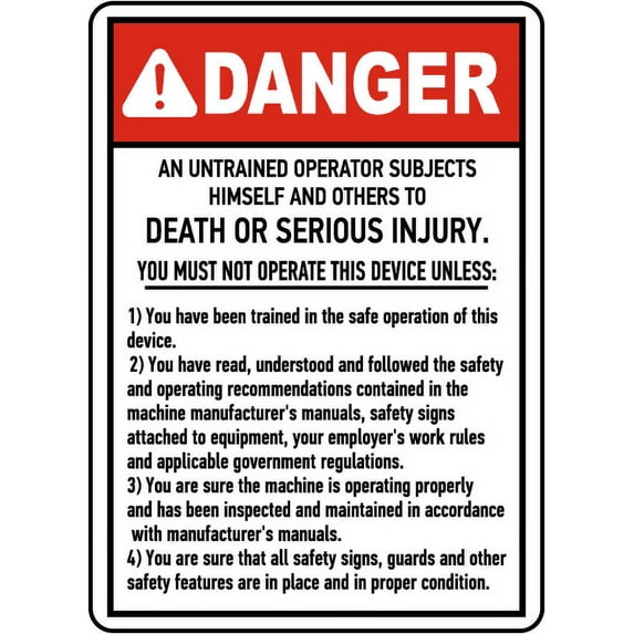 Vinyl Stickers - Device Operation Rules Sign Z5 - Safety and Warning Warehouse Signs Stickers - 3.5" x 5" - 6 Pack