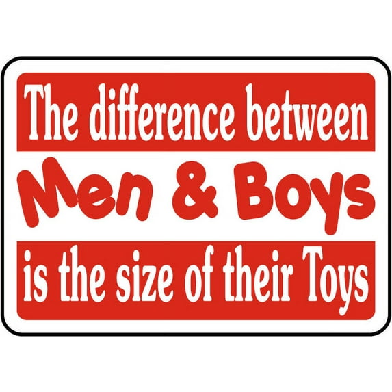 Vinyl Stickers - Difference Between Men & Boys Sign - Safety and Warning Warehouse Signs Stickers - 3.5" x 5" - 3 Pack