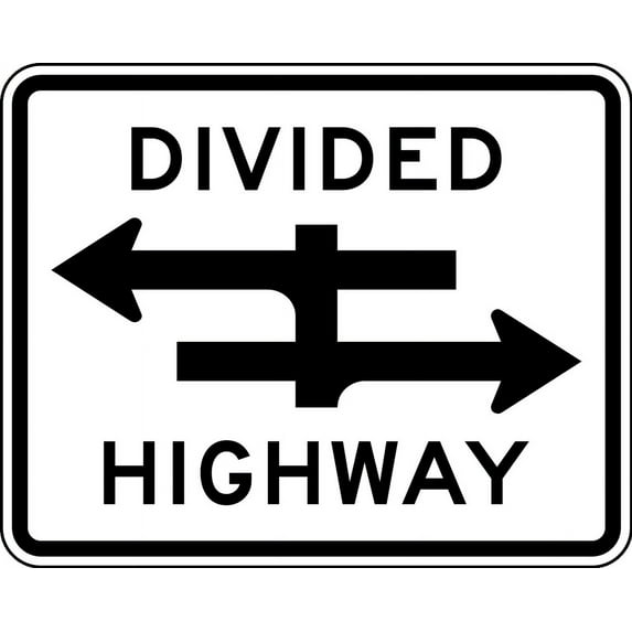 Vinyl Stickers - Divided Highway Crossing - Safety and Warning Warehouse Signs Stickers - 24" x 30" - 3 Pack