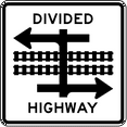 thumbnail image 1 of Vinyl Stickers - Divided Highway Transit Rail Crossing - Safety and Warning Warehouse Signs Stickers - 10" x 7" - 3 Pack, 1 of 5