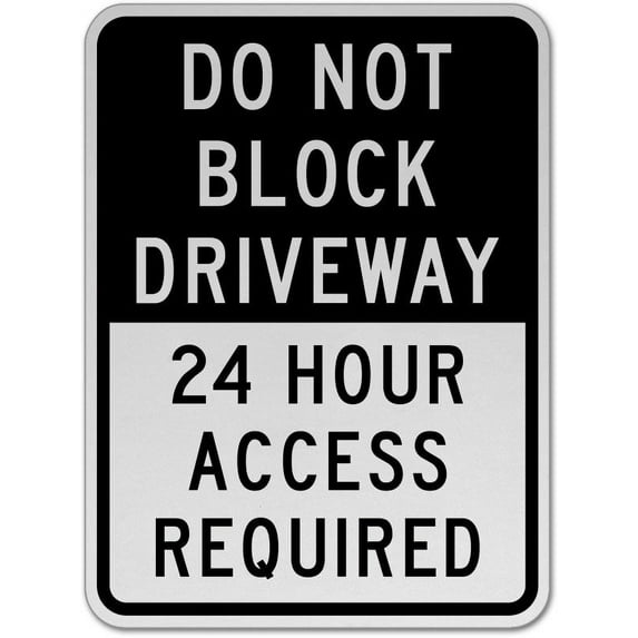Vinyl Stickers - Do Not Block Driveway Sign 1 - Safety and Warning Warehouse Signs Stickers - 24" x 30" - 10 Pack