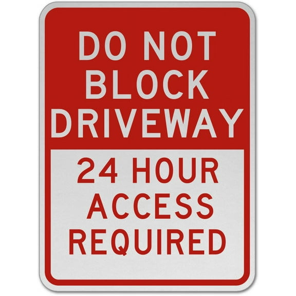 Vinyl Stickers - Do Not Block Driveway Sign 2 - Safety and Warning Warehouse Signs Stickers - 24" x 30" - 6 Pack