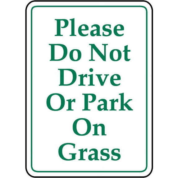 Vinyl Stickers - Do Not Drive or Park on Grass Sign - Safety and Warning Warehouse Signs Stickers - 13" x 9" - 10 Pack
