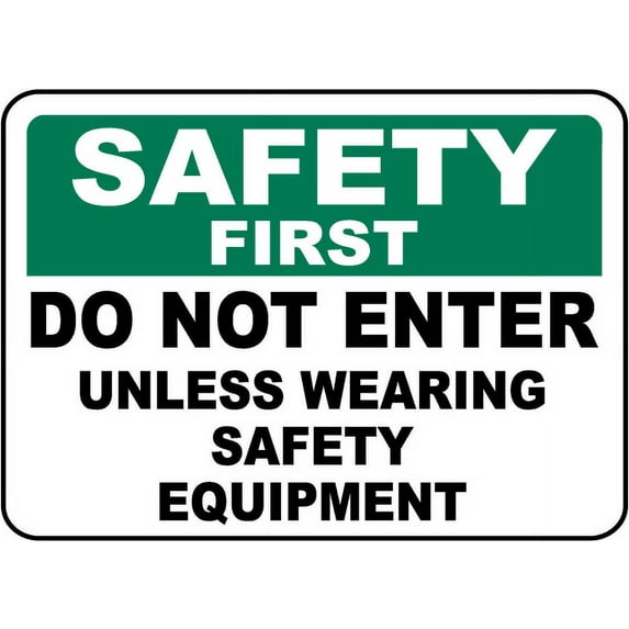 Vinyl Stickers - Do Not Enter Unless Wearing PPE Sign - Safety and Warning Warehouse Signs Stickers - 18" x 24" - 3 Pack