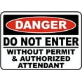 thumbnail image 1 of Vinyl Stickers - Do Not Enter Without Permit Sign - Safety and Warning Warehouse Signs Stickers - 18" x 24" - 6 Pack, 1 of 5